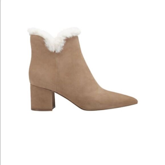 Marc Fisher LTD | Jacinte Dark Natural Suede Leather Pointed-Toe Ankle Booties 5 - Picture 2 of 5